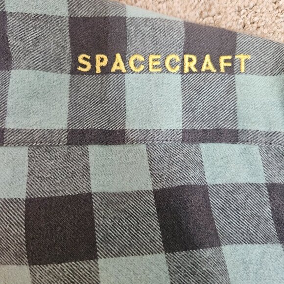 SPACECRAFT Mount Elden Men's Flannel SZ XL Plaid Teal Outdoor Grunge Gorpcore - Picture 8 of 11